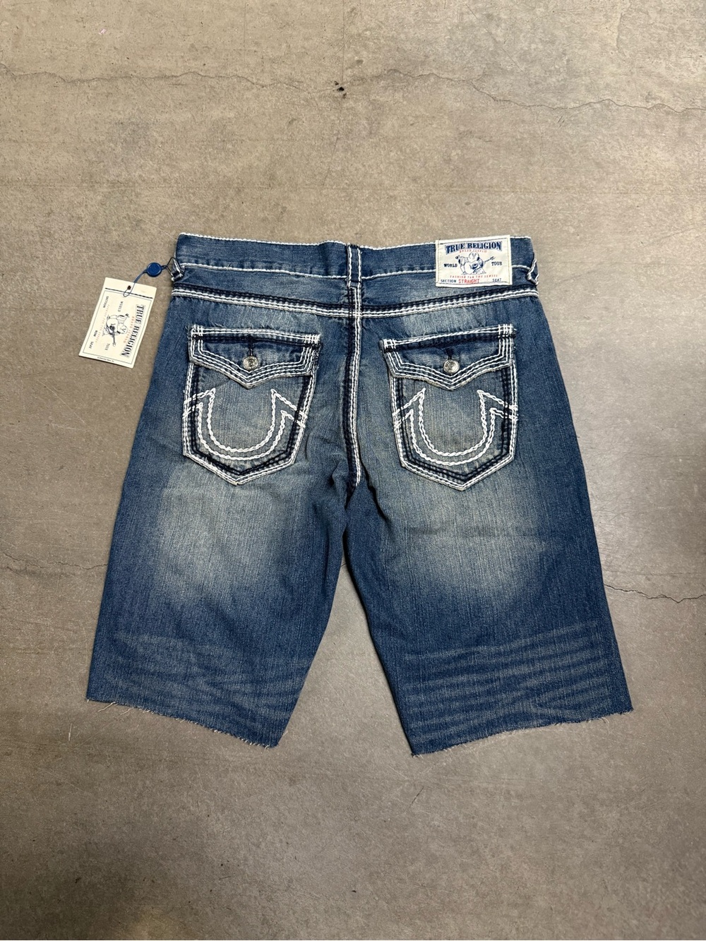 True Religion Super QT Natural Straight Raw Cut Off Jean Shorts Men’s 38 NEW